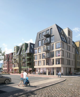 Boligblokker og gateliv.