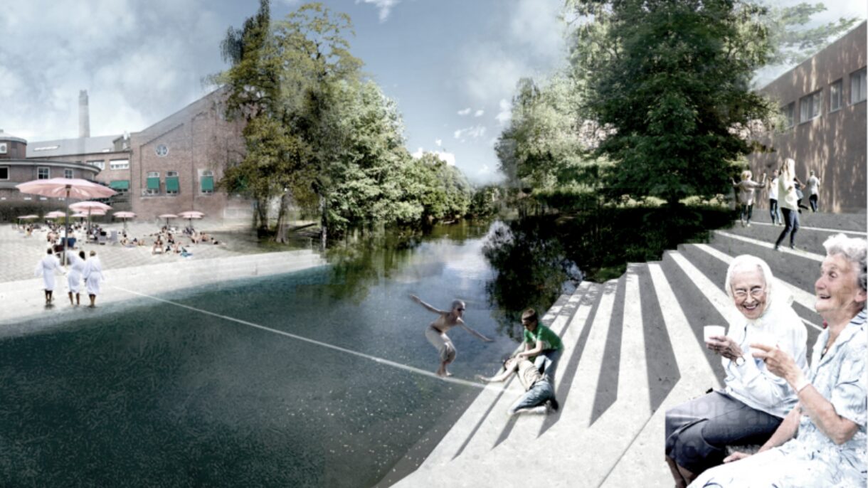 FutureBuilt-kommunen Bærum er en av de første kommunene i landet som tar i bruk klassifiseringsverktøyet BREEAM Communities. Her illustrasjon fra Hamang. Ill.: Haukur landskap