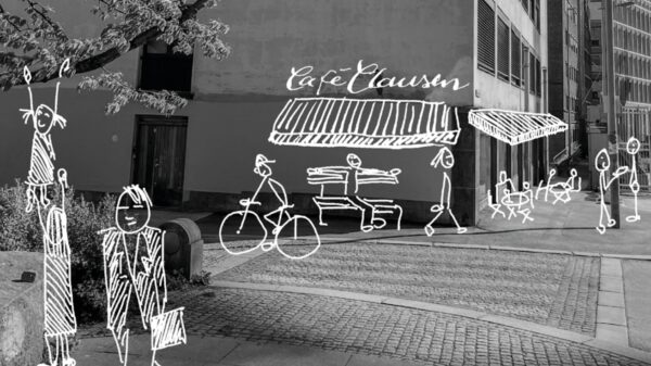 Den funksjonalistiske forretningsgården Grubbegata 16 skal rehabiliteres med sosial bærekraft i sentrum. Ill.: Catharina Sletner, Byantropologene