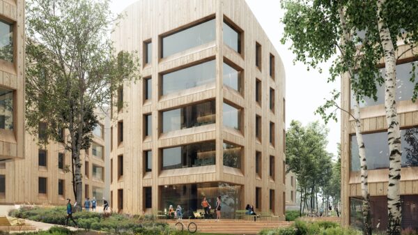 Sit planlegger å teste FutureBuilts kriterier for FutureBuilt ZERO Landskap i byggingen av nye studentboliger på Moholt.  Arkitekt er Snøhetta. Ill.: Snøhetta/Proloog