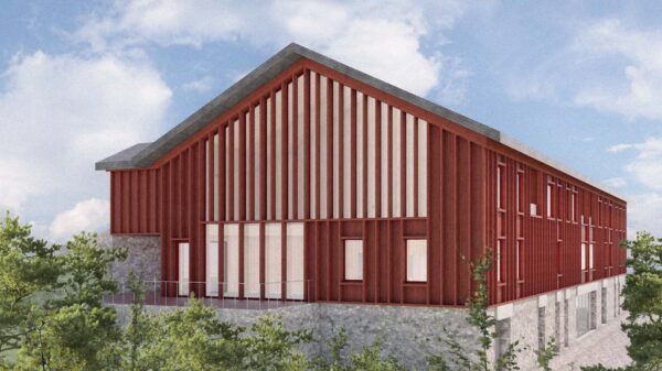 Den gamle låven på Nedre Sem gård skal rehabiliteres i tråd med FutureBuilts kriterier for sirkulære bygg. Ill.: Ola Roald Arkitektur