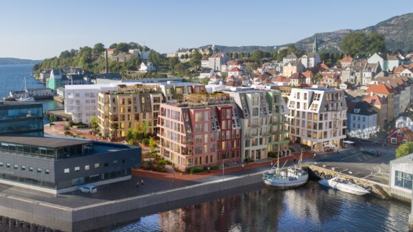 Det er ambisiøse mål for ombruk når TV2-hovedkvarter blir nye leiligheter. Ill.: Mad arkitekter og Tredje Natur