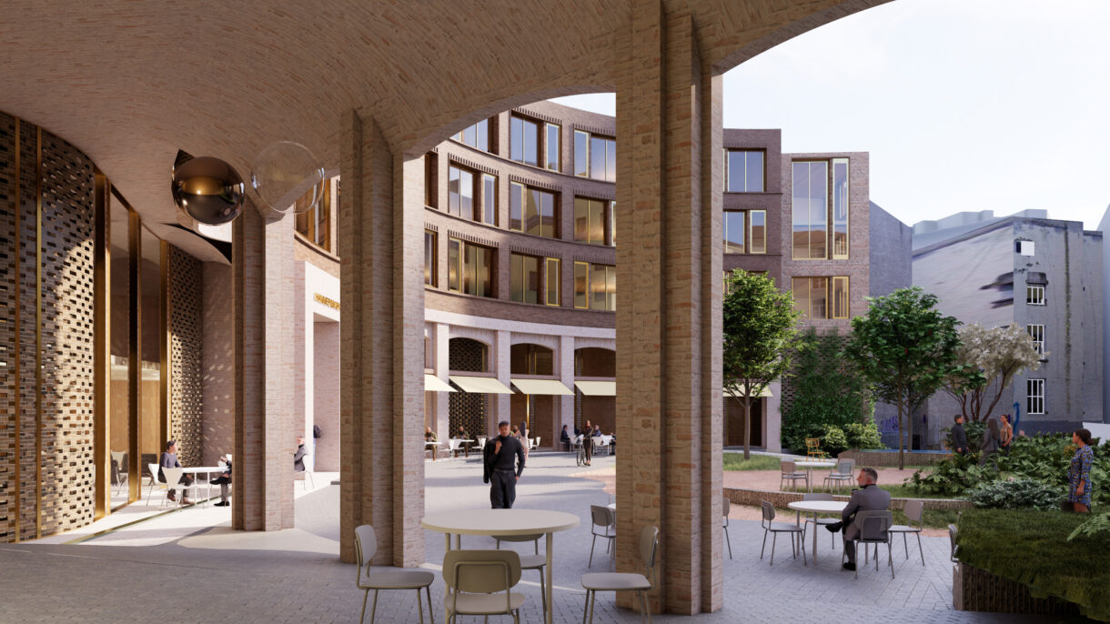 Hammersborgkvartalet fasade kolonnade Ill Aterlier Oslo1